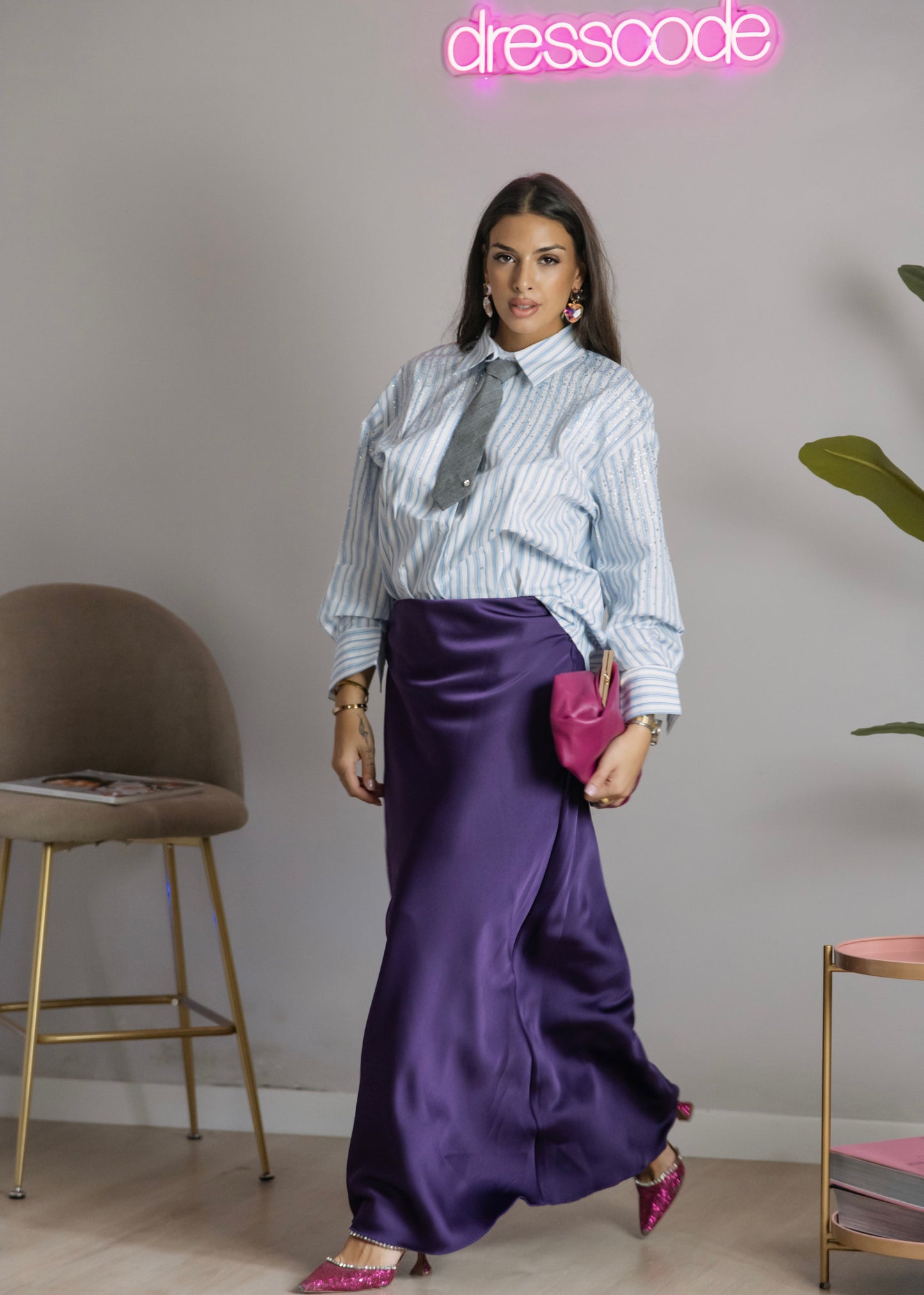 Camicia gessata strass