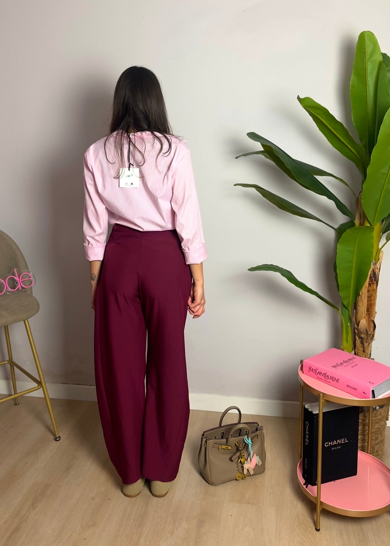 Camicia gessata rosa